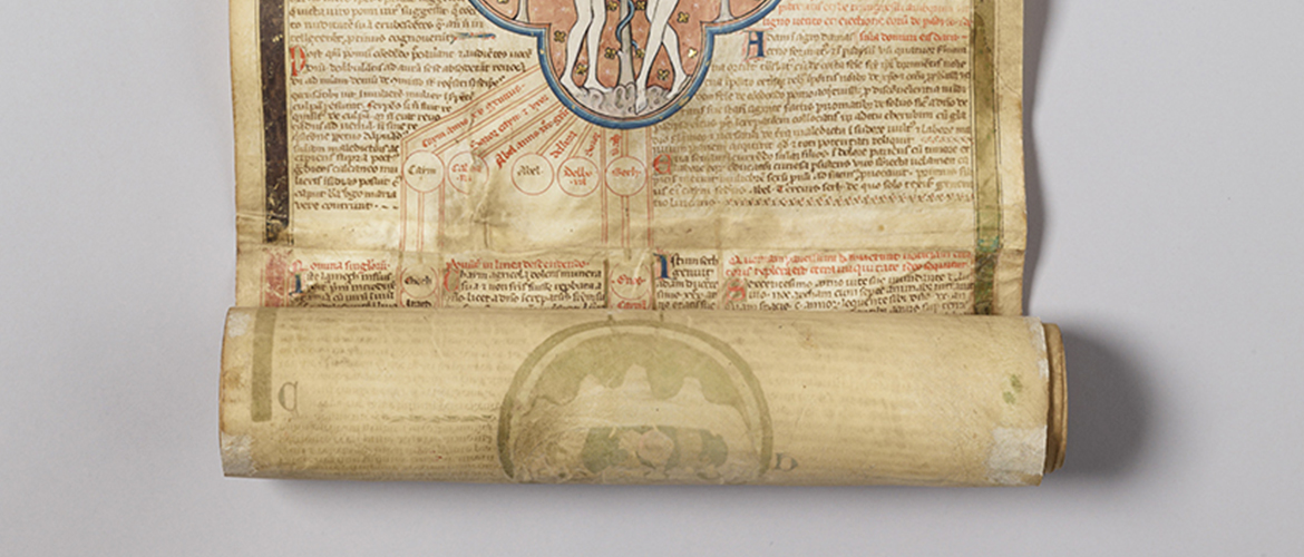 Compendium historiae in genalogia Christi ou "Arbre de Jessé". Rotulus de 1290 représentant la généalogie du Christ.